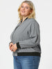 Plus Size Contrast Trim Zipper Pocket Bomber Jacket