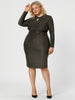 Shiny Keyhole Waist Twist Party Solid Plus Size Dress