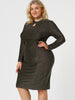 Shiny Keyhole Waist Twist Party Solid Plus Size Dress