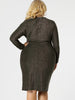 Shiny Keyhole Waist Twist Party Solid Plus Size Dress