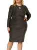 Shiny Keyhole Waist Twist Party Solid Plus Size Dress