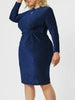 Shiny Keyhole Waist Twist Party Solid Plus Size Dress