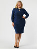 Shiny Keyhole Waist Twist Party Solid Plus Size Dress