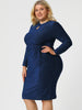 Shiny Keyhole Waist Twist Party Solid Plus Size Dress