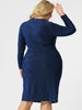 Shiny Keyhole Waist Twist Party Solid Plus Size Dress