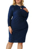 Shiny Keyhole Waist Twist Party Solid Plus Size Dress