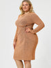 Shiny Keyhole Waist Twist Party Solid Plus Size Dress