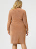 Shiny Keyhole Waist Twist Party Solid Plus Size Dress
