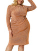 Shiny Keyhole Waist Twist Party Solid Plus Size Dress
