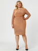Shiny Keyhole Waist Twist Party Solid Plus Size Dress