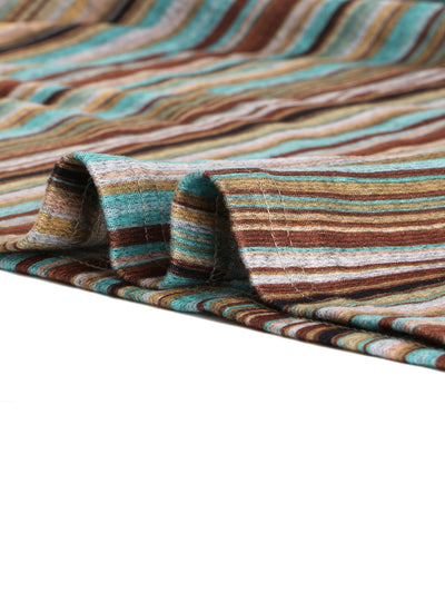Knit H Line Vertical Stripe Collarless Blouse
