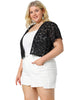 Spandex H Line Allover Short Sleeve Bolero