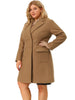 Plus Size Notched Lapel Double Breasted Winter Long Coat