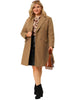 Plus Size Notched Lapel Double Breasted Winter Long Coat