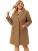Plus Size Notched Lapel Double Breasted Winter Long Coat