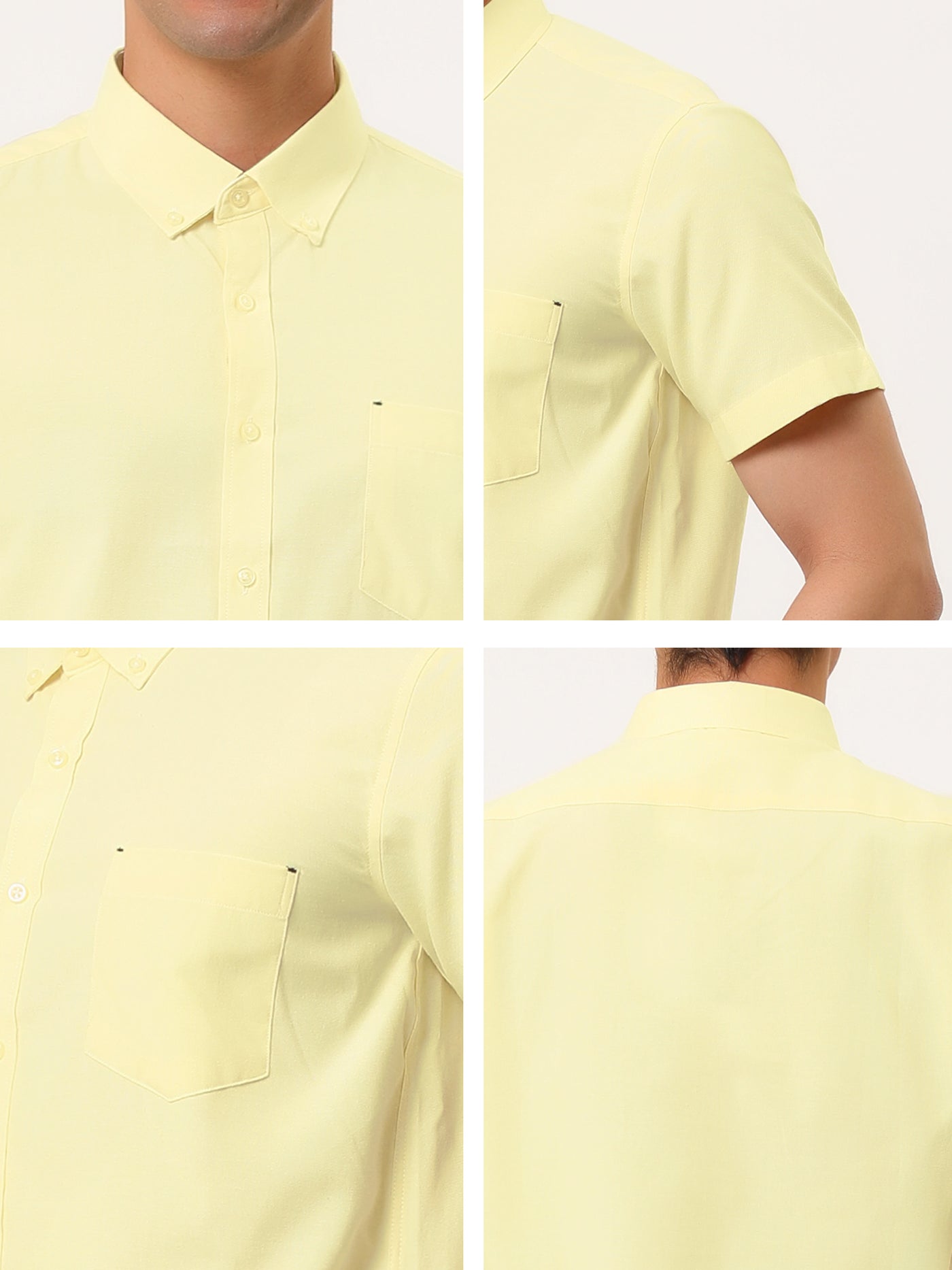 Bublédon Summer Solid Color Button Short Sleeve Dress Shirt