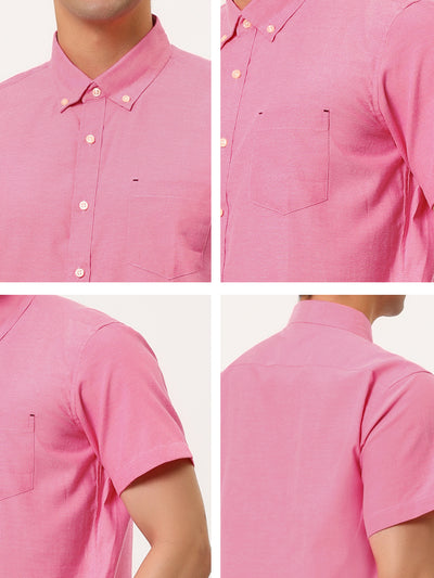 Summer Solid Color Button Short Sleeve Dress Shirt