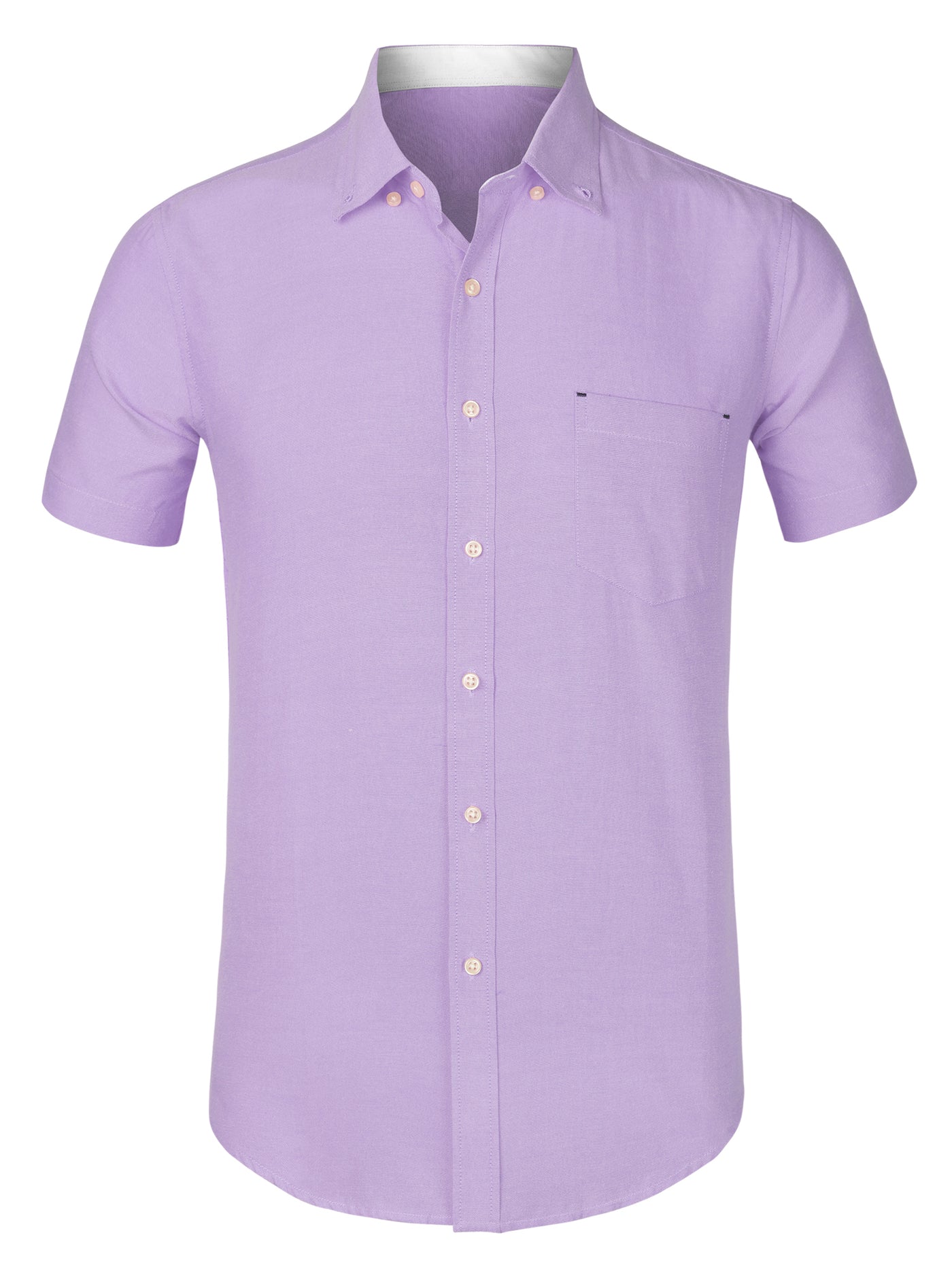 Bublédon Summer Solid Color Button Short Sleeve Dress Shirt