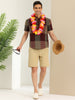 Linen Short Sleeve Button Color Block Henley Shirts