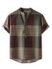 Linen Short Sleeve Button Color Block Henley Shirts