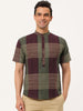 Linen Short Sleeve Button Color Block Henley Shirts