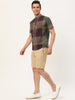 Linen Short Sleeve Button Color Block Henley Shirts