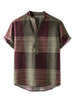 Linen Short Sleeve Button Color Block Henley Shirts