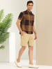 Linen Short Sleeve Button Color Block Henley Shirts