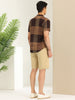 Linen Short Sleeve Button Color Block Henley Shirts