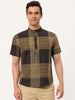 Linen Short Sleeve Button Color Block Henley Shirts