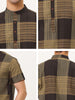 Linen Short Sleeve Button Color Block Henley Shirts