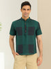 Linen Short Sleeve Button Color Block Henley Shirts