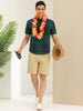 Linen Short Sleeve Button Color Block Henley Shirts