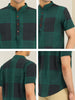 Linen Short Sleeve Button Color Block Henley Shirts