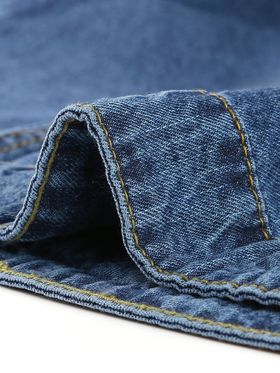 Women Plus Size Stitching Button Front Washed Denim Jacket