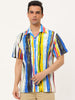 Chic Vertical Striped Camp Collar Short Sleeve Shirts