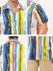 Chic Vertical Striped Camp Collar Short Sleeve Shirts