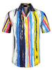 Chic Vertical Striped Camp Collar Short Sleeve Shirts