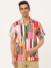Chic Vertical Striped Camp Collar Short Sleeve Shirts