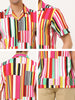 Chic Vertical Striped Camp Collar Short Sleeve Shirts