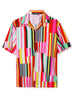 Chic Vertical Striped Camp Collar Short Sleeve Shirts
