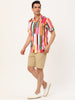 Chic Vertical Striped Camp Collar Short Sleeve Shirts