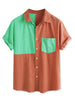 Casual Summer Button Cotton Patchwork Print Shirt
