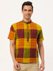 Linen Short Sleeve Button Color Block Henley Shirts