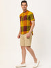 Linen Short Sleeve Button Color Block Henley Shirts
