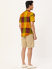 Linen Short Sleeve Button Color Block Henley Shirts