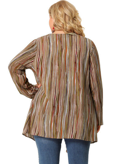 Woven A Line Vertical Stripe Long Sleeve Cardigan