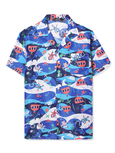 Short Sleeve Button Summer Hawaiian Printed Shirt