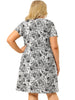 Chic Printed Crew Neck Short Sleeve Plus Size Dress