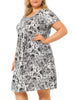 Chic Printed Crew Neck Short Sleeve Plus Size Dress